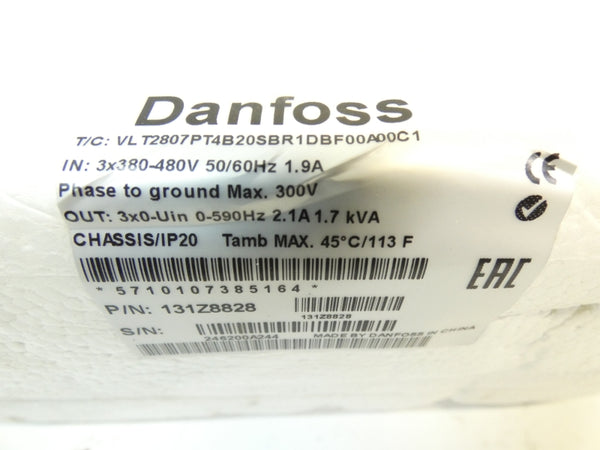 DANFOSS VLT2807PT4B20SBR1DBF00A00C1 131Z8828 380-480V 1.9A NSMP