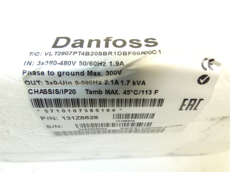 DANFOSS VLT2807PT4B20SBR1DBF00A00C1 131Z8828 380-480V 1.9A NSMP