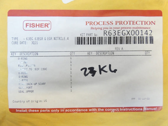 FISHER R63EGX00142 NSFS