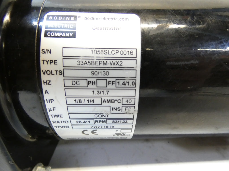 BODINE ELECTRIC 33A5BEPM-WX2 90/130V 1.3/1.7A UNMP