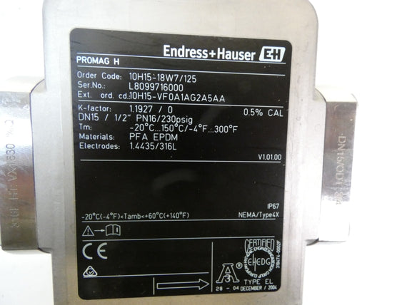ENDRESS+HAUSER 10H15-18W7/125 230PSI NSNP