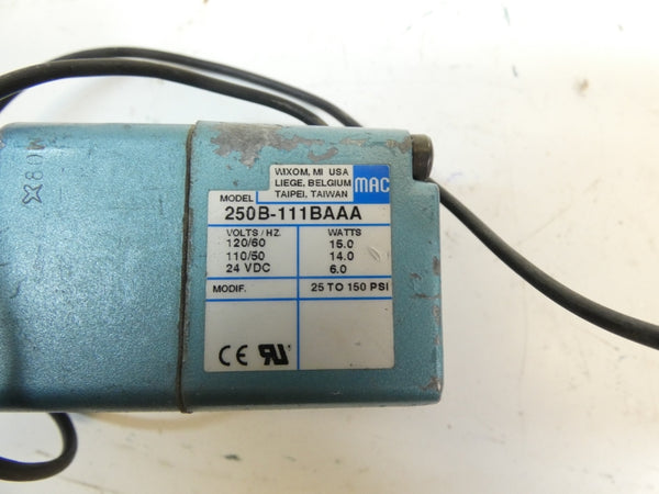 MAC 250B-111BAAA 24VDC 25-150PSI UNMP