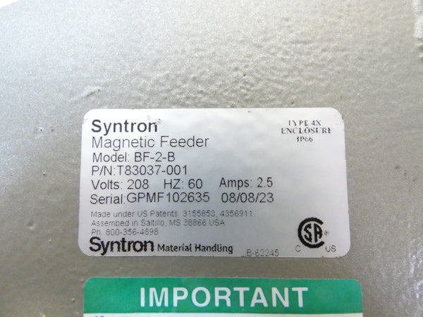 SYNTRON T83037-001 BF-2-B 208V 2.5A UNMP