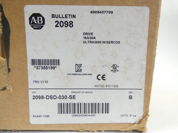 ALLEN BRADLEY 2098-DSD-030-SE SER. B F/W V1.53 120/240VAC 15A/30A NSMP