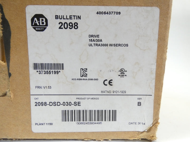 ALLEN BRADLEY 2098-DSD-030-SE SER. B F/W V1.53 120/240VAC 15A/30A NSMP