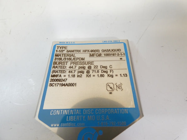 CONTINENTAL DISC HPX-90(IS) 44.7PSI 1-1/2" NSMP