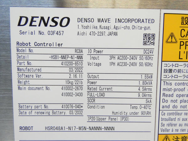 DENSO RC8A-HSB1-NNEP-NI-NNN 410200-8510 200-240VAC NSNP
