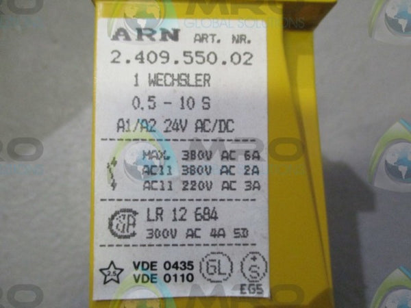 SCHIELE ARN 2.409.550.02 TIMER RELAY VDE 0435 VDE 0110  NSNP
