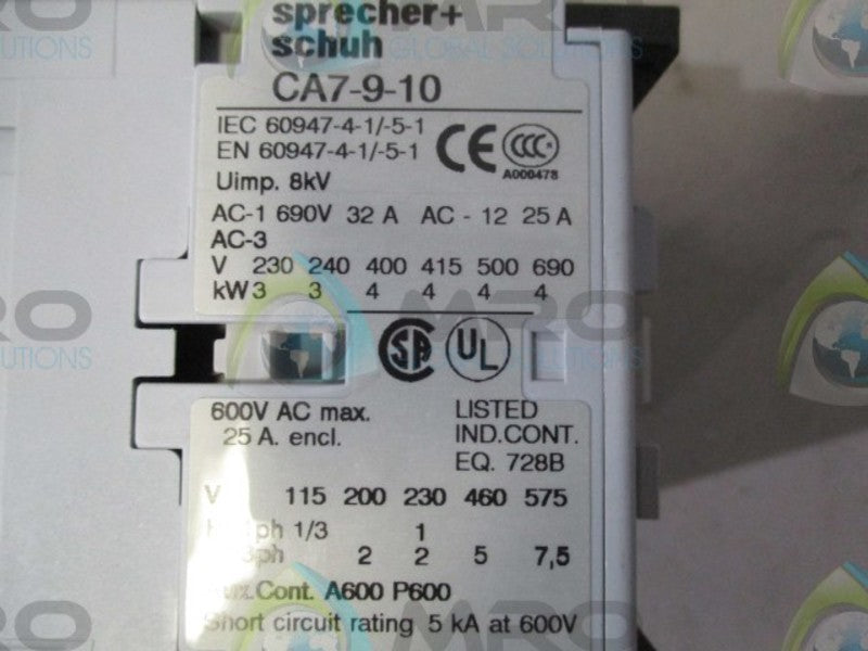 SPRECHER+SCHUH CAU7-9-22-480 CONTACTOR  NSMP
