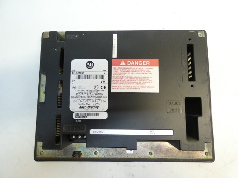 ALLEN BRADLEY 2711-T10C1 SER. C F/W 4.20 REV. C 100-240VAC 0.4-0.25A UNMP