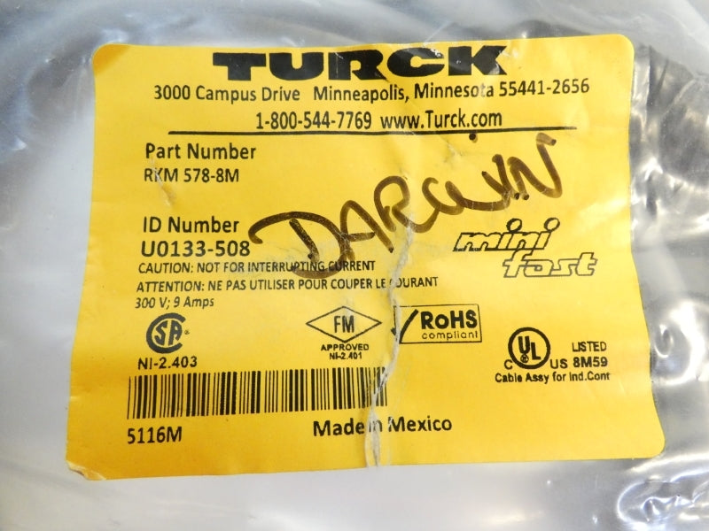TURCK RKM578-8M U0133-508 300V 9A NSMP