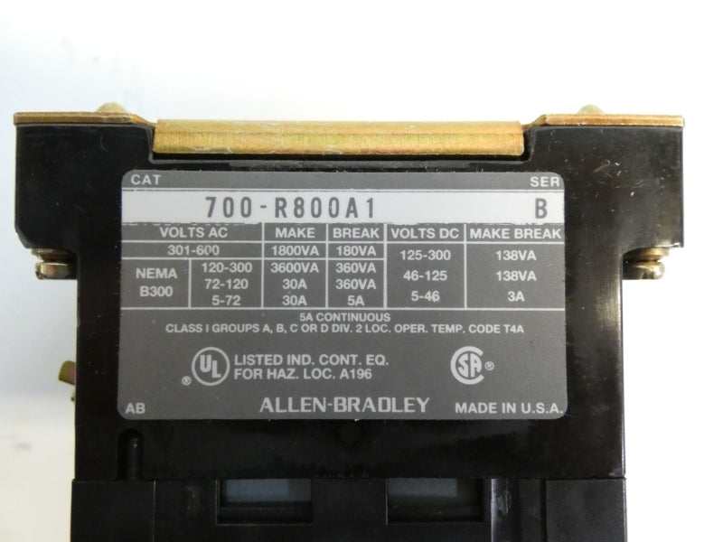 ALLEN BRADLEY 700-R800A1 SER. B 110/115-120V (WH/YL) NSMP