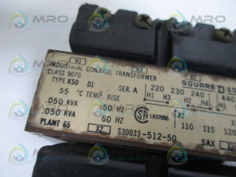 SQUARE D 9070-K50D1 TRANSFORMER (AS PICTURED) UNMP