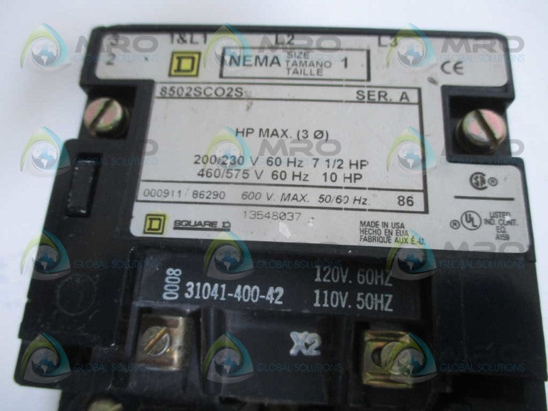 SQUARE D 8502SCO2S CONTACTOR 120V (BROKEN)  UNMP