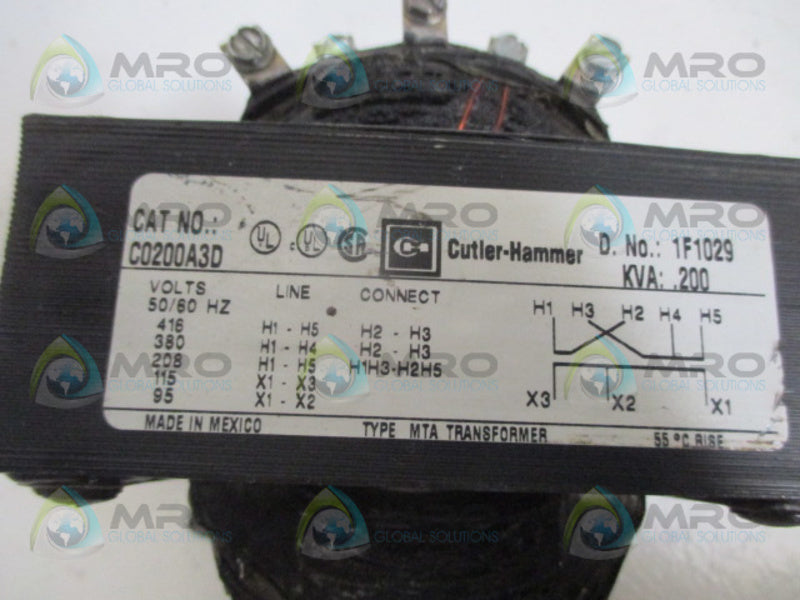 CUTLER HAMMER C0200A3D CONTROL TRANSFORMER  NSNP