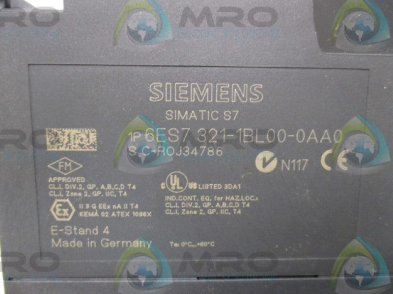 SIEMENS 6ES7321-1BL00-0AA0 DIGITAL INPUT MODULE  (AS PICTURED)  NSNP