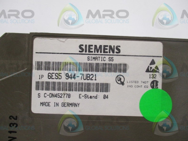 SIEMENS SIMATIC S5 6ES5944-7UB21 CPU PROCESSOR MODULE  UNMP