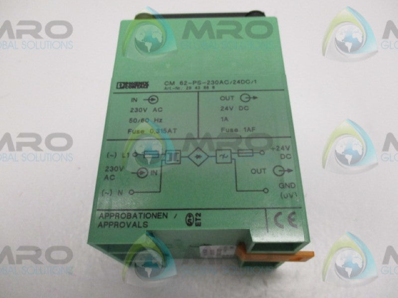 PHOENIX CONTACT CM62-PS-230AC/24DC/1 POWER SUPPLY 230VAC 24VDC  NSMP