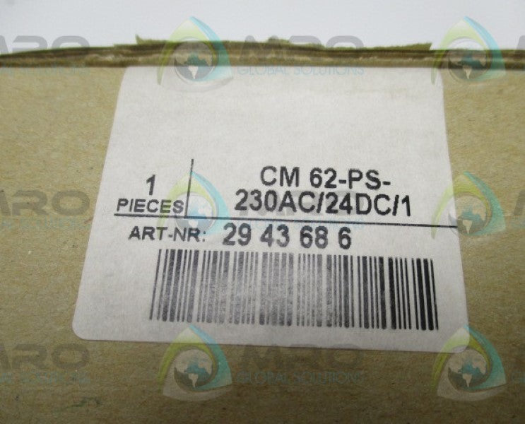 PHOENIX CONTACT CM62-PS-230AC/24DC/1 POWER SUPPLY 230VAC 24VDC  NSMP