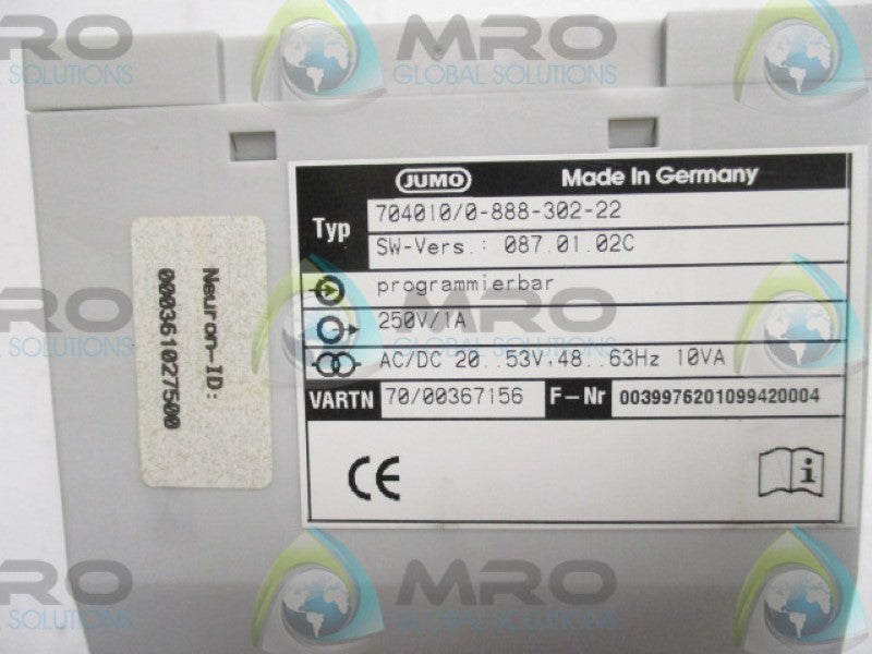JUMO MTRON 4010 704010/0-888-302-22 CONTROLLER MODULE  NSMP