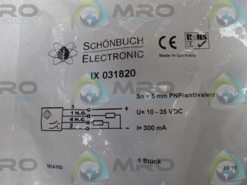 SHONBUCH ELECTRONIC IX031820 SENSOR 10-35VDC  NSMP