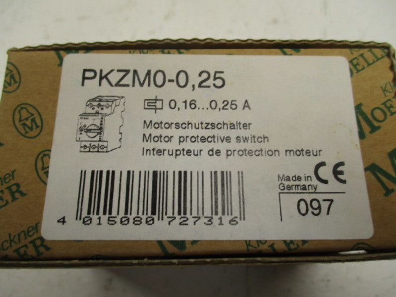 KLOCKNER MOELLER PKZM0-0,25 MANUAL MOTOR CONTROLLER 0,16-0,25A  NSMP