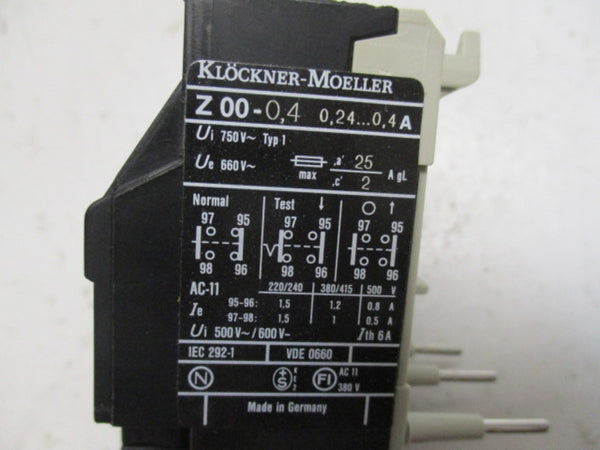 KLOCKNER MOELLER Z00-0,4 OVERLOAD RELAY 0,24-0,4A  NSMP