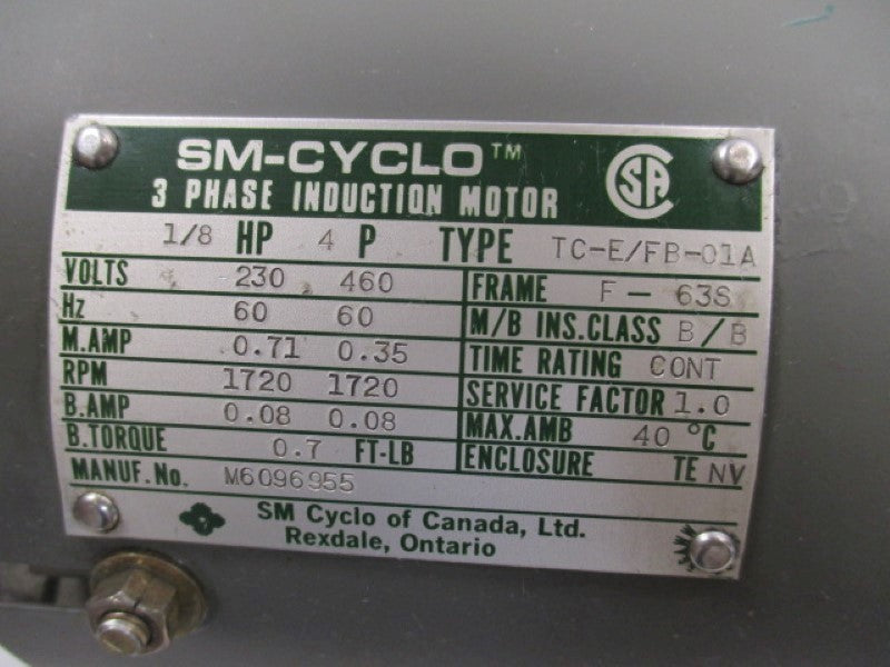 SM-CYCLO TC-E/FB-01A INDUCTION MOTOR 3PH 230/460V  UNMP