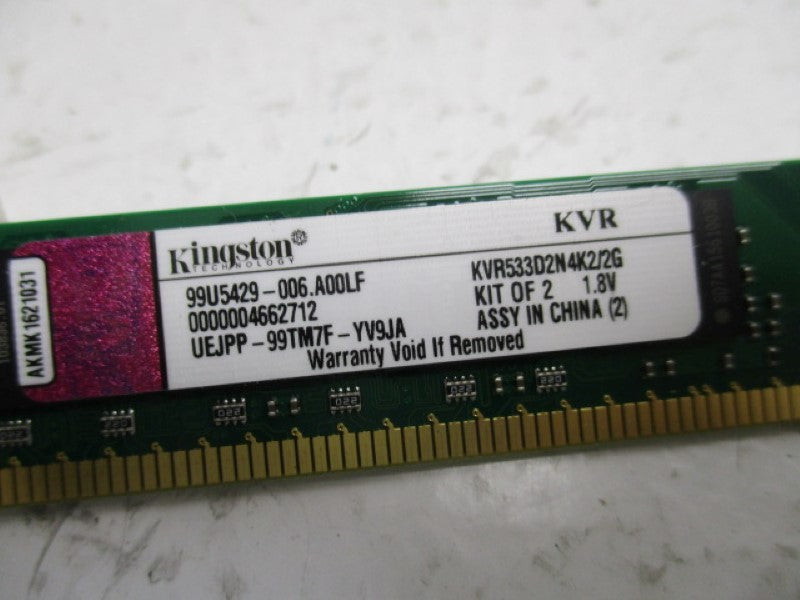 KINGSTON 99U5429-006.A00LF KVR533D2N4K2/2G MEMORY MODULE  UNMP