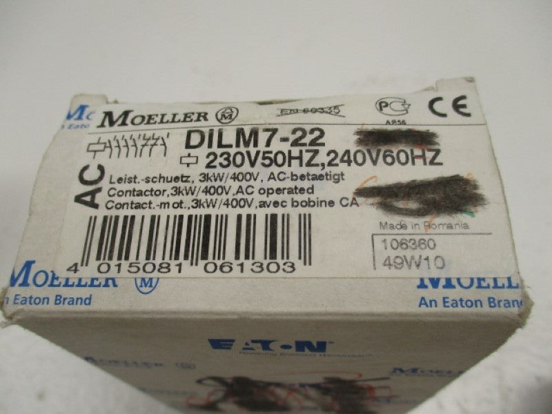 KLOCKNER MOELLER  DILM7-22 CONTACTOR 230/240V  NSMP