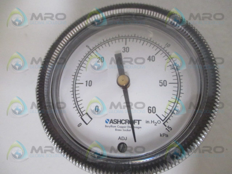 ASHCROFT ADJ GAUGE 0-60" WC 0-15 KPA  UNMP