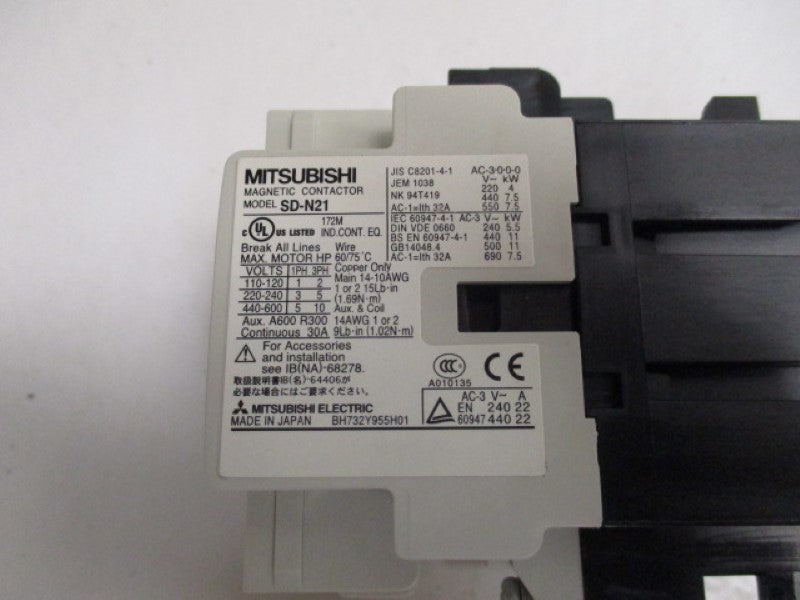 MITSUBISHI SD-N21 MAGNETIC CONTACTOR 24VDC  NSMP
