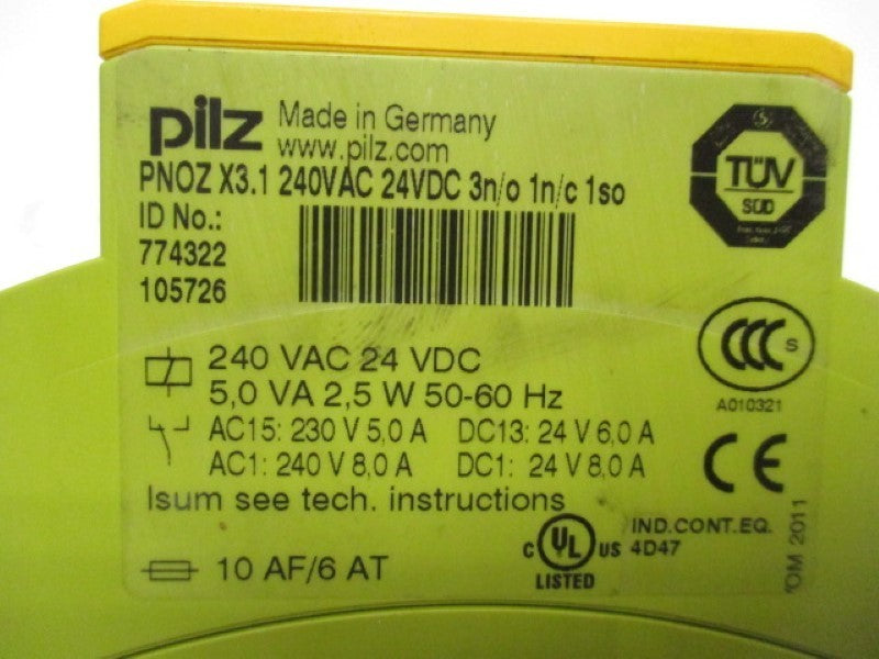 PILZ PNOZX3.1240VAC24VDC3N/O1N/C1SO UNMP