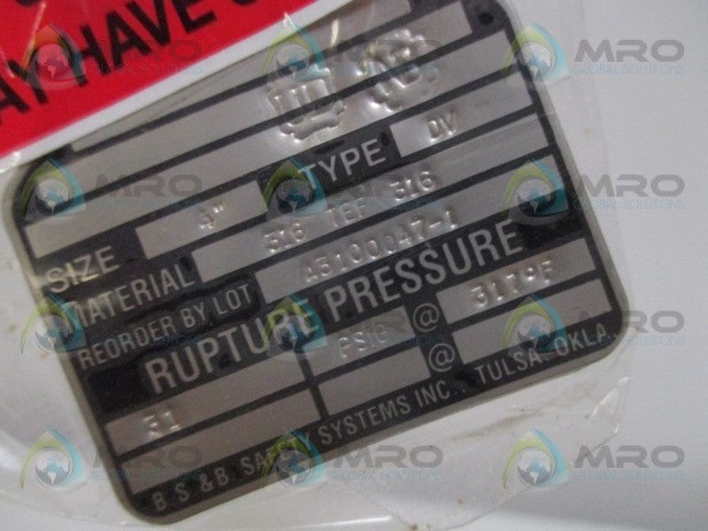 B.S & B SAFETY SYSTEMS 316TEF316 A3100047-1   NSNP