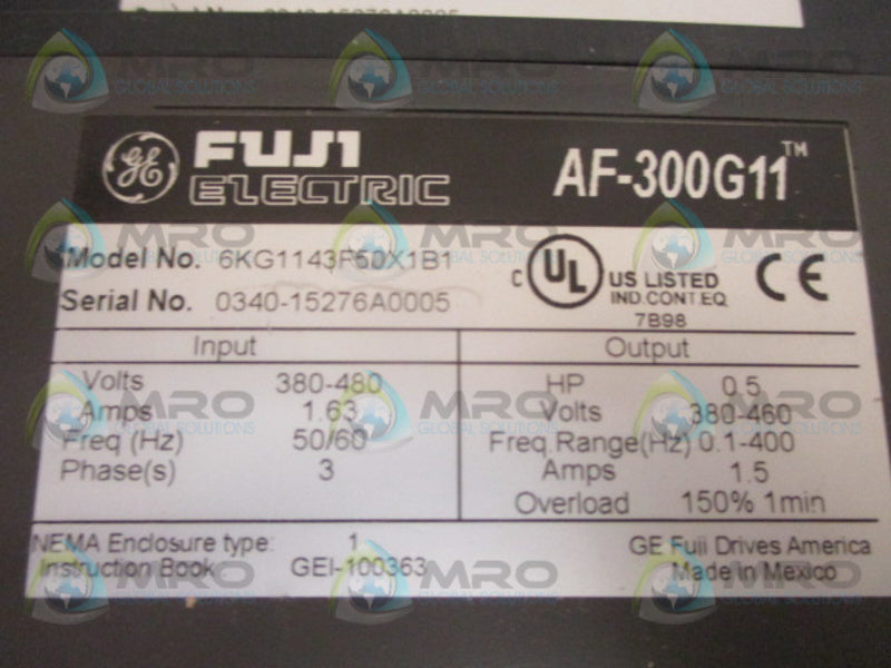 FUJI ELECTRIC AF-300G11 6KG1143F50X1B1 AC DRIVE  NSMP