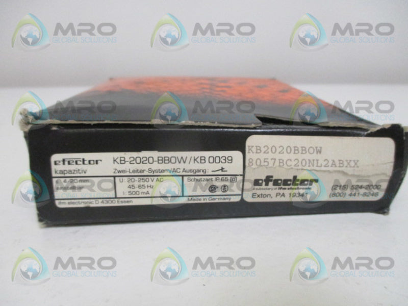 IFM EFECTOR KB-2020-BBOW PROXIMITY SENSOR  NSMP