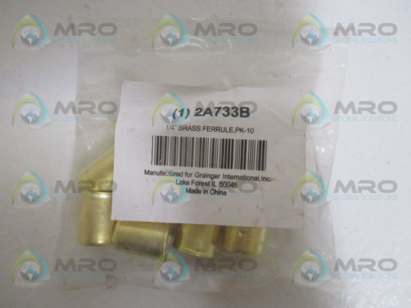 GRAINGER 2A733B BRASS FERRULE (PKG OF 10)  NSMP