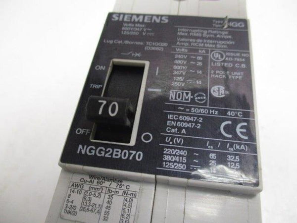 SIEMENS NGG2B070 CIRCUIT BREAKER 70A 240V  UNMP