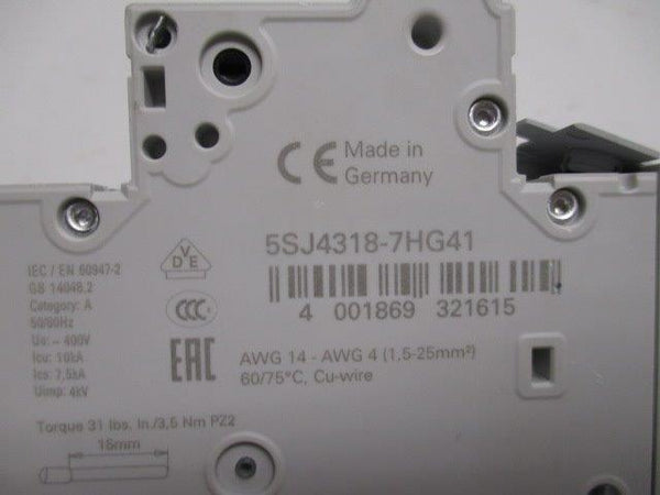 SIEMENS 5SJ4318-7HG41 CIRCUIT BREAKER 15A  UNMP