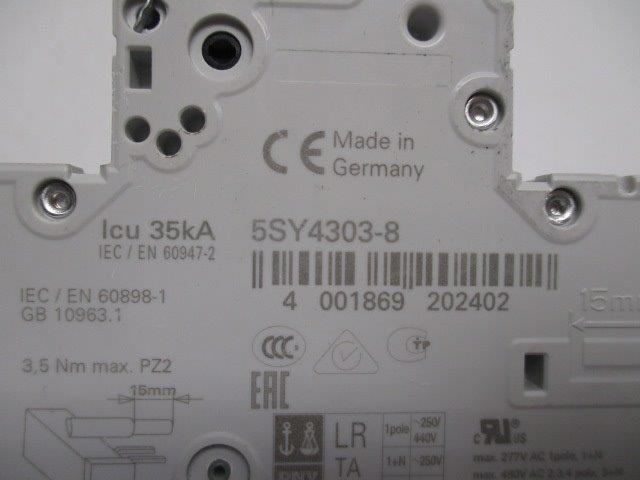 SIEMENS 5SY4303-8 CIRCUIT BREAKER 3A  NSNP