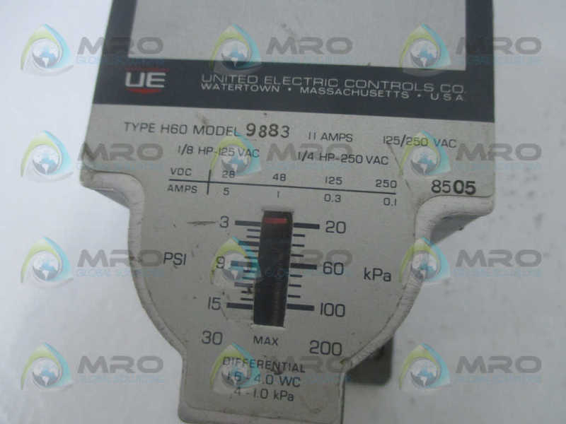 UNITED ELECTRIC H60-9883 PRESSURE SWITCH  UNMP
