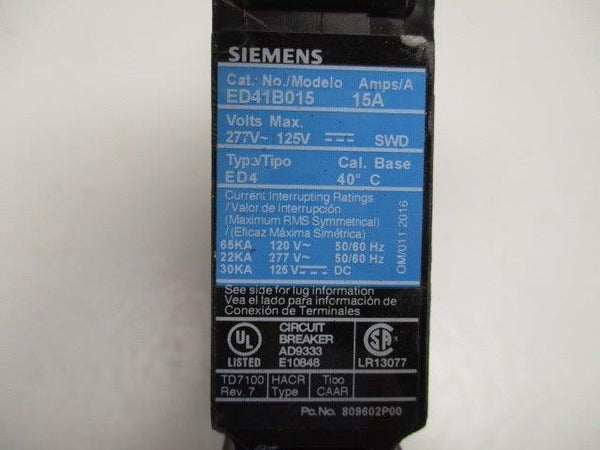 SIEMENS ED21B015 CIRCUIT BREAKER 15A  UNMP