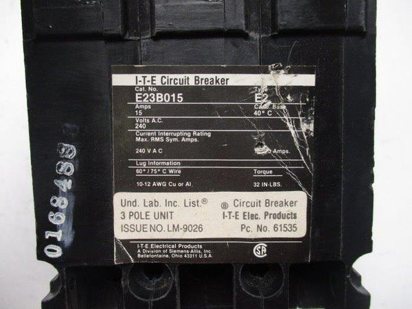 I.T.E. E23B015 CIRCUIT BREAKER 15A  UNMP