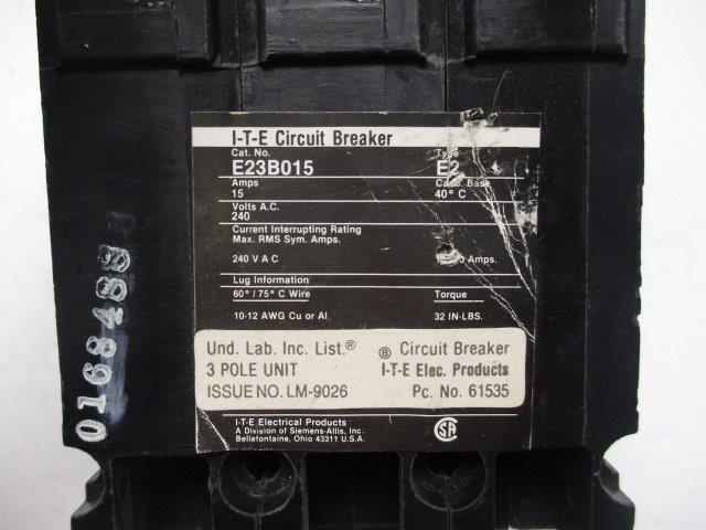 I.T.E. E23B015 CIRCUIT BREAKER 15A  UNMP