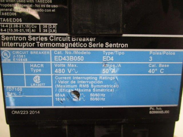 SIEMENS ED43B050BP CIRCUIT BREAKER 50A  UNMP