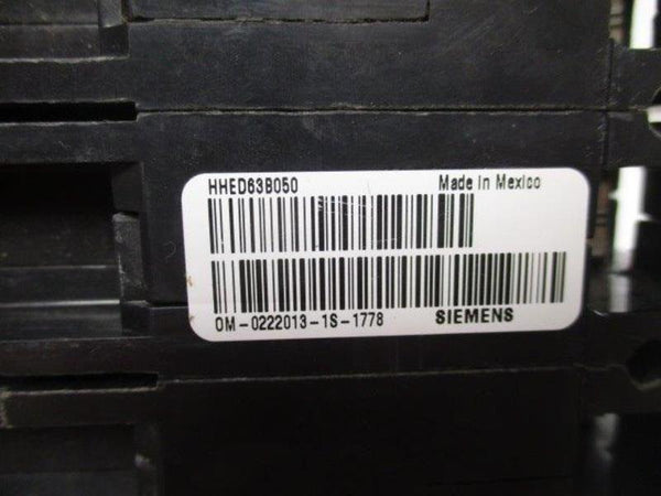 SIEMENS HHED63M050 CIRCUIT BREAKER 50A UNMP