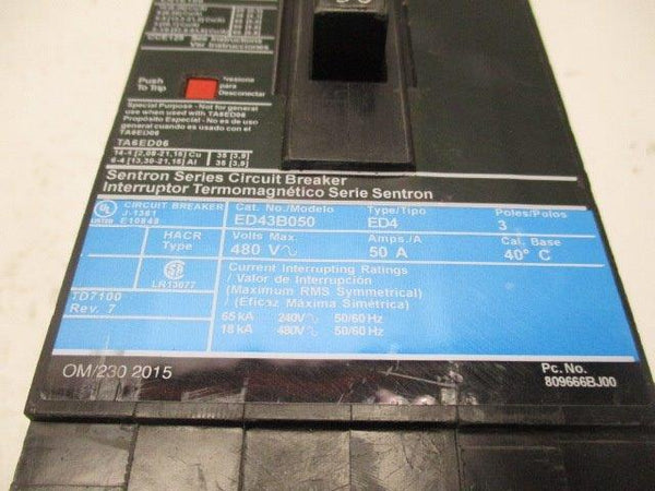 SIEMENS ED43B050BP CIRCUIT BREAKER 50A (AS PICTURED)  UNMP