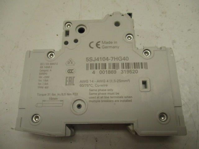 SIEMENS 5SJ4104-7HG40 CIRCUIT BREAKER 4A  UNMP