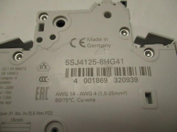 SIEMENS 5SJ4125-8HG41 CIRCUIT BREAKER 25A (AS PICTURED)  NSNP
