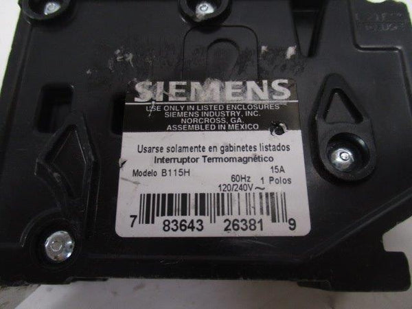 SIEMENS B115H CIRCUIT BREAKER 15A  UNMP